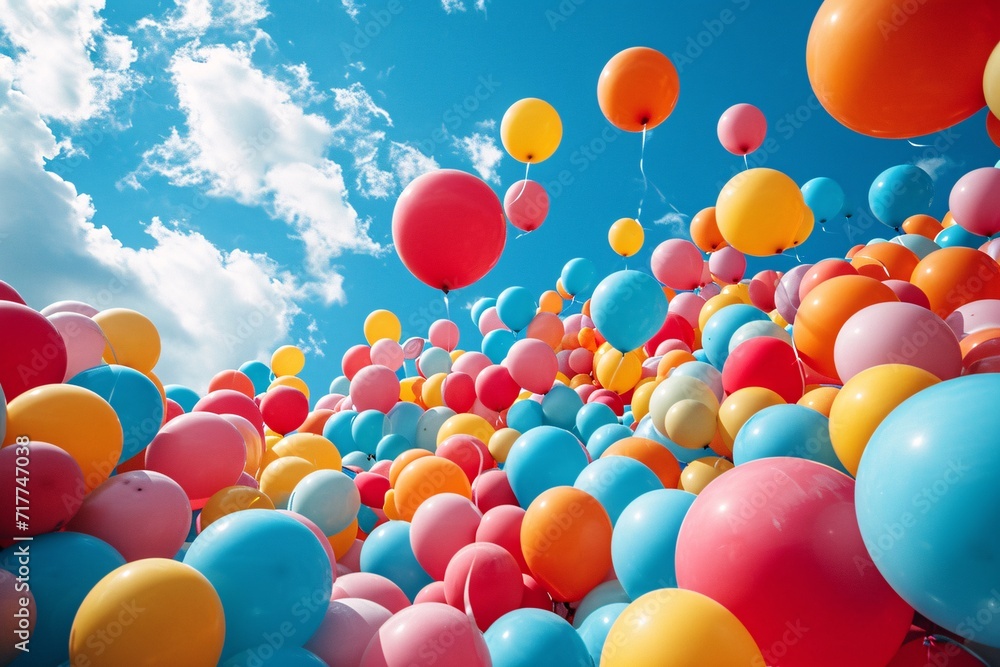 custom made wallpaper toronto digitalRainbow Balloon Bliss: A Colorful Celebration of Life's Little Joys Generative AI