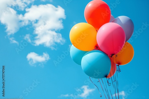 Rainbow Balloons Soar in the Sky: A Colorful Sight for the Month of Love Generative AI