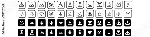 Download icon vector set. Upload button illustration collection. Load symbol or logo.