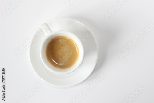 Freshly Brewed Espresso Coffee with Crema Foam. Coffee Refreshment.