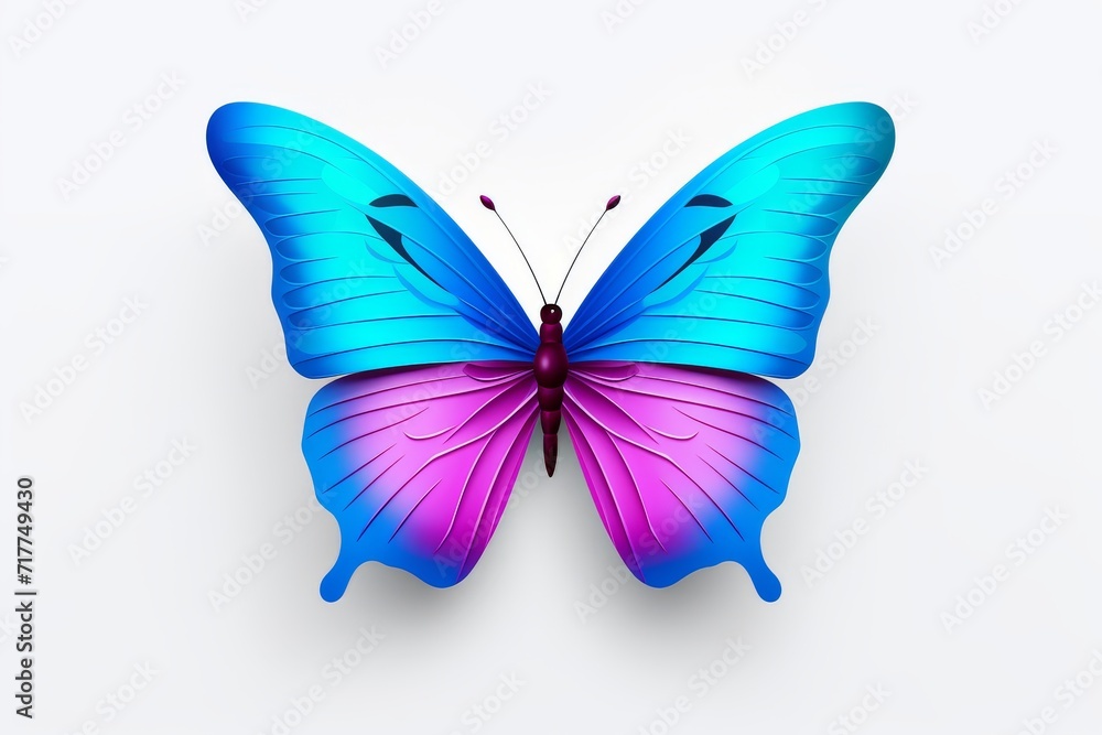 Illustration of Colorful 3d butterfly icon on white background