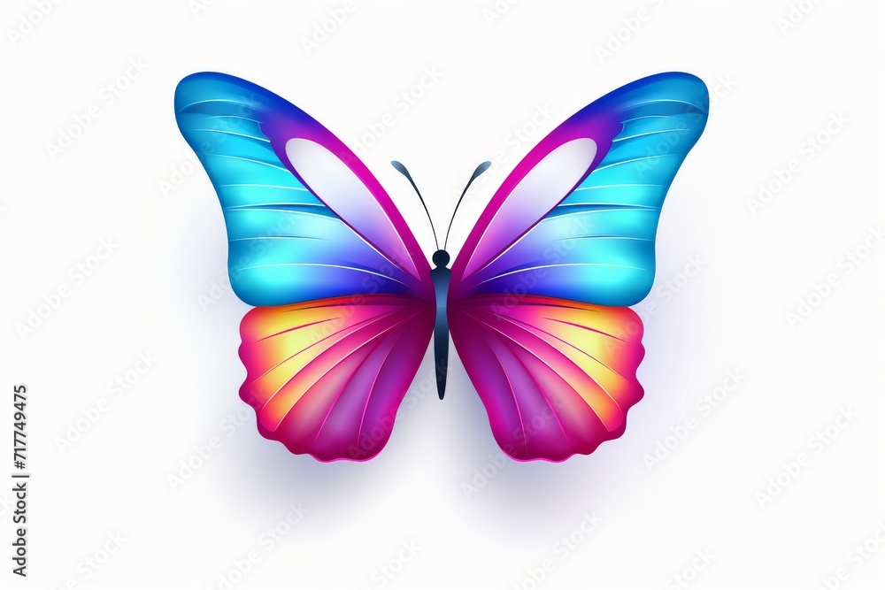 Illustration of Colorful 3d butterfly icon on white background