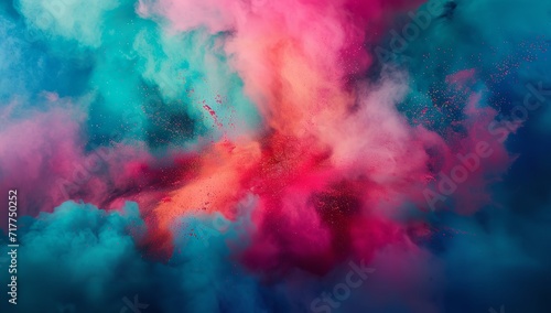 Colorful Background: Powder is Suspended in the Air on Bla