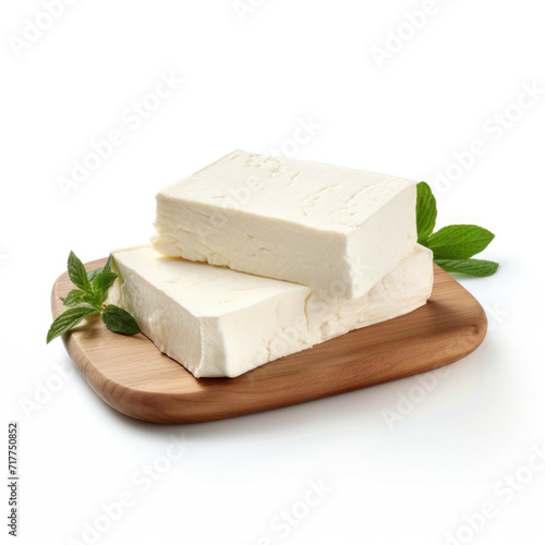 Feta Cheese isolated on white background