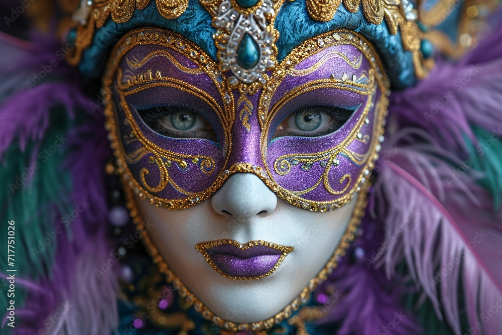Purple Mardi Gras Mask: A Celebration of Creativity and Festivity Generative AI