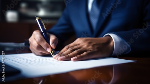 A businessman is signing a letter of agreement. generative AI