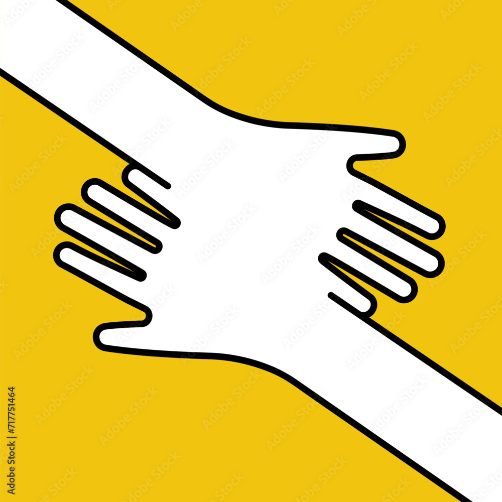 Hands holding a heart. Hands reach out to each other. Thin black continuous line. Vector illustration flat design. Isolated on white background. Hands holding a heart. Hands reach out to each other. Thin black continuous line. Vector illustration flat design. Isolated on white background.
