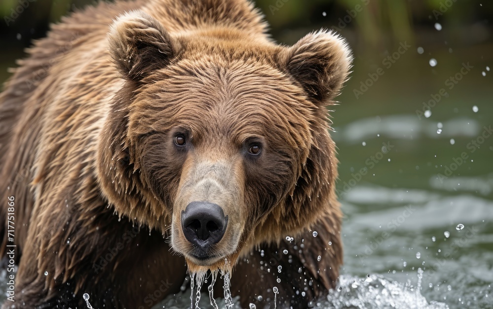 close up of Alaskan brown bear attempting to catch salmon close up of Alaskan brown bear attempting to catch salmon