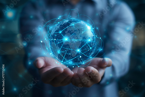 A Businessman Utilizing IT Consulting on a Global Network, Navigating Challenges with Innovative Technology - Enhancing Efficiency, Competitiveness, and Success through IT Solutions and Strategic Guid