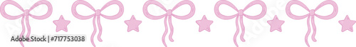 Cute Aesthetic Ribbon with Stars Border Illustration Element Decoration Pattern