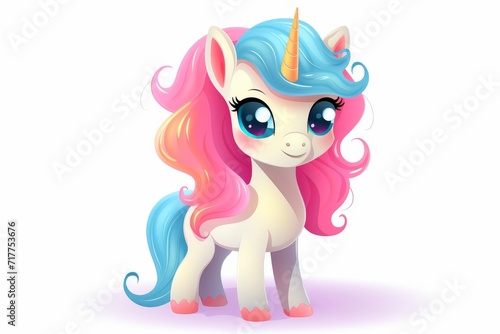 3d cute unicorn icon vector illustration on white background photo