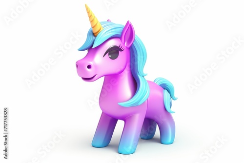 3d cute unicorn icon vector illustration on white background