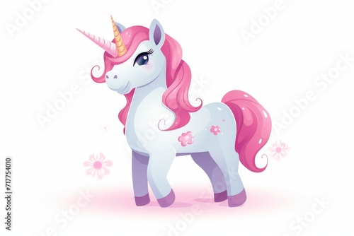 3d cute unicorn icon vector illustration on white background