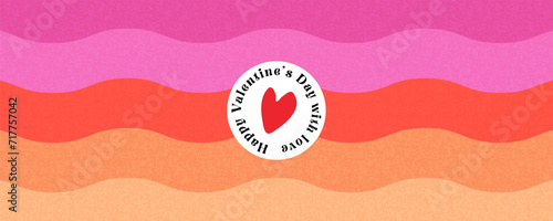 Creative concept of Happy Valentines Day web banner or header. Modern abstract art design with heart and geometric shapes. Template for celebration, ads, branding, banner, cover, label, poster, sale
