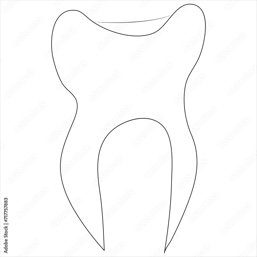 Obraz premium Continuous one line drawing of teeth line art drawing vector illustration