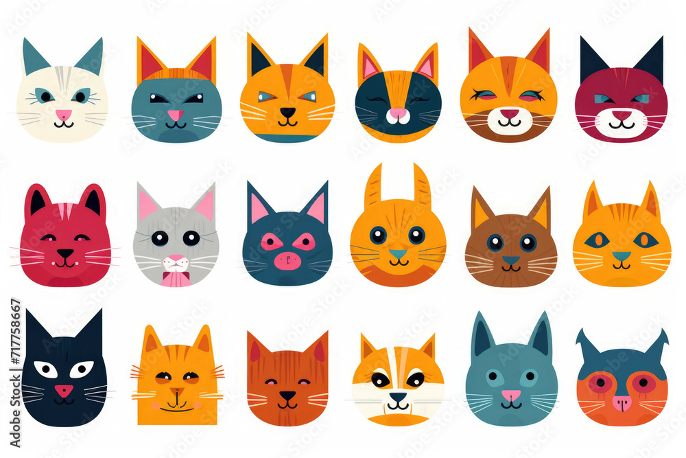 cartoon cat heads design by julia peeke