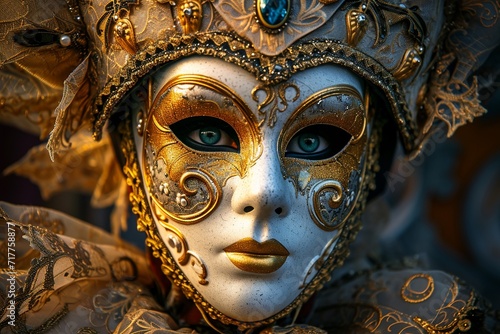 Vintage Ornate Ornamental Venetian Masquerade: Captivating Carnival Mask from Venice, Italy