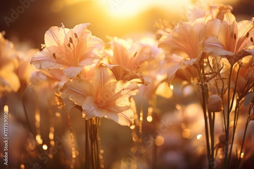 Golden Hour Elegance: Capture flowers bathed in the warm, golden light of the setting sun. © ToonArt