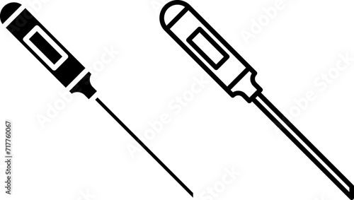 meat thermometer icon, sign, or symbol in glyph and line style isolated on transparent background. Vector illustration