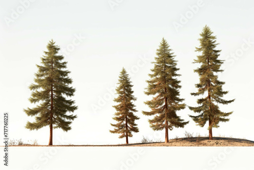 three trees are shown on a white background