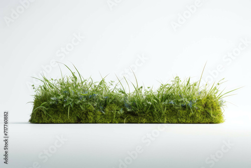 a grass covered area close to a white background photo