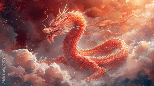 Red Dragon Scales the Clouds: A Fiery Tribute to the Year of the Dragon Generative AI