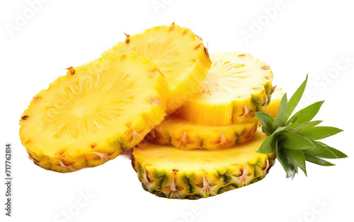 Fresh Pineapple Slices on Transparent Background