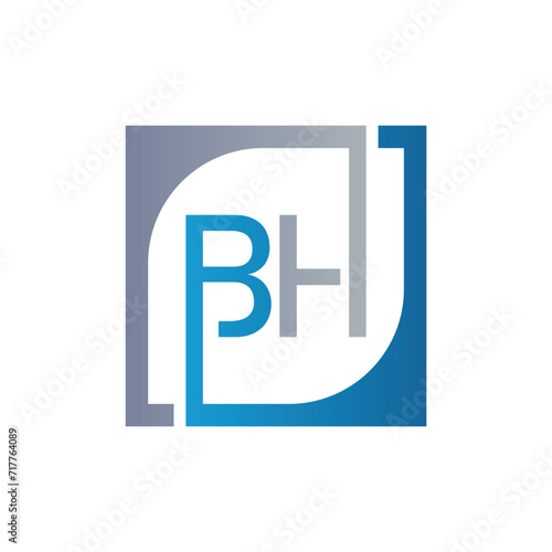 BH Logo Design Template Vector With Square Background. © Rabin