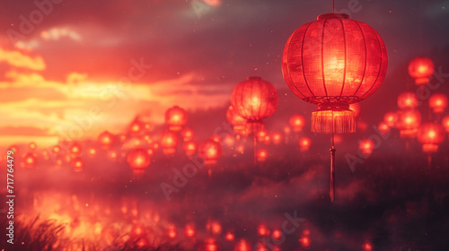 Chinese lamps in the street concept