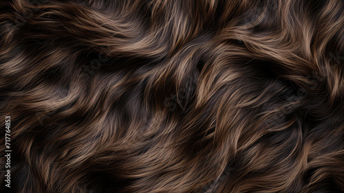 texture of long brown natural luxurious fur closeup