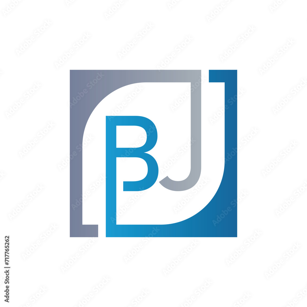 BJ Logo Design Template Vector With Square Background. BJ Logo Design Template Vector With Square Background.