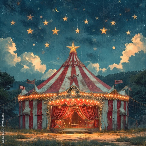 A Circus Tent with a Starry Night Sky Generative AI