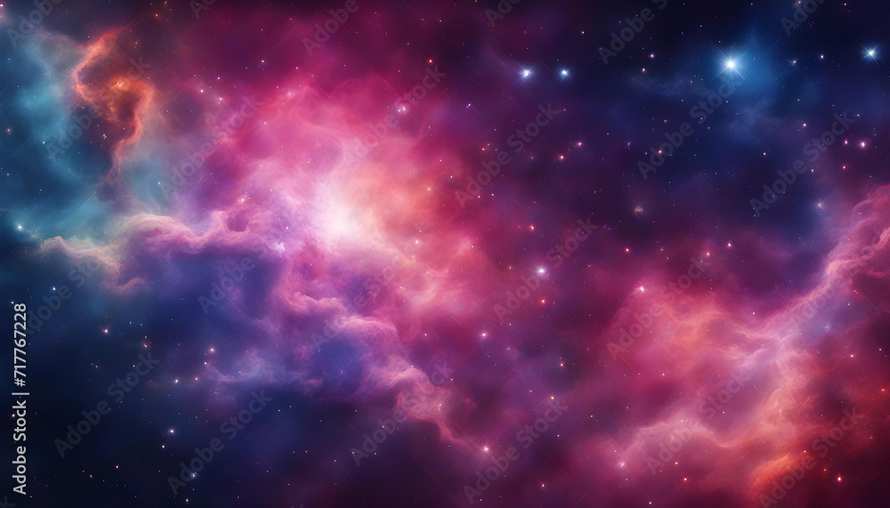 Colorful Galaxy Clouds Nebula Background: Space and Cosmos Concept with Supernova, Night Stars - Wallpaper