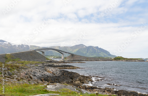 The Atlantic Ocean Road or the Atlantic Road,  an 8.3-kilometer long section of County Road 64 that runs through an archipelago in Hustadvika and Averøy  photo