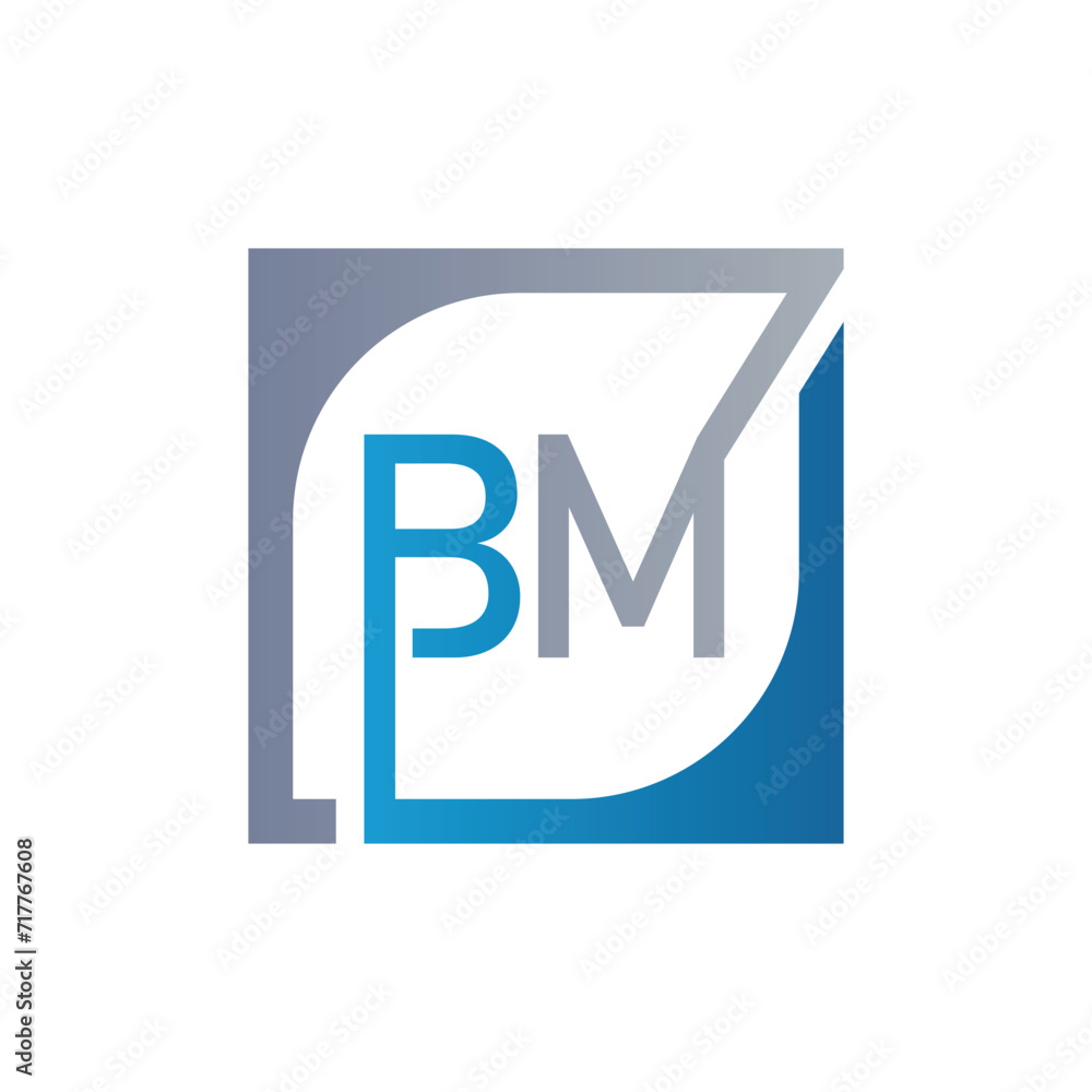 BM Logo Design Template Vector With Square Background. BM Logo Design Template Vector With Square Background.