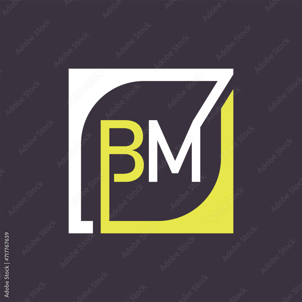 BM Logo Design Template Vector With Square Background. BM Logo Design Template Vector With Square Background.