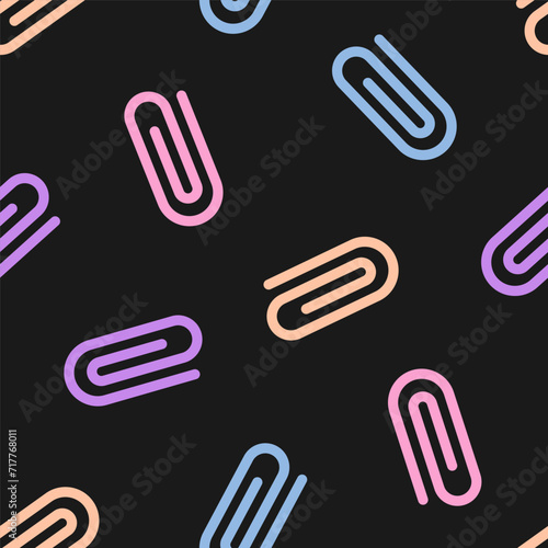 Seamless pattern with colorful paperclip