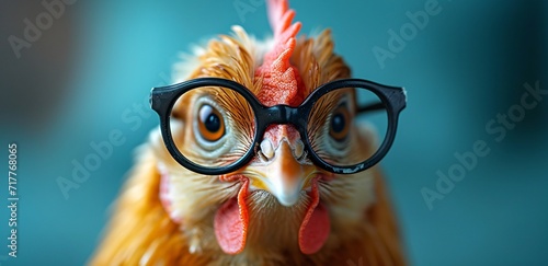 Chicken Wearing Glasses and a Beanie: A Cool and Trendy Image for Your Collection Generative AI photo