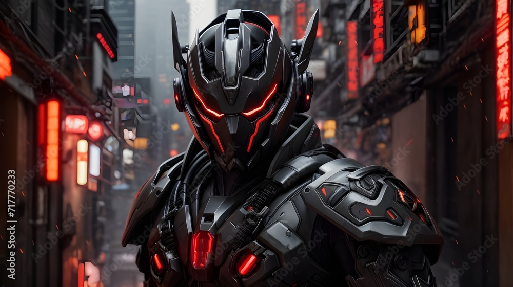 Fototapeta premium fighting robot in the street movie scene