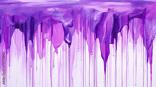 Purple paint dripping on a white background. Texture for website  banner   business  print design template  for design with copy space.