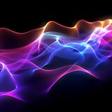 Neon sound waves abstract, 3d render pink waves abstract background