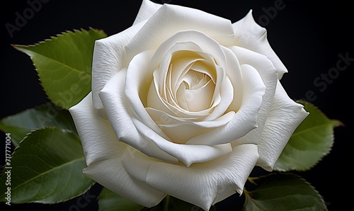 White rose isolated macro on black background. Valentine's day-wedding. greeting card. presentation. advertisement. copy text space.