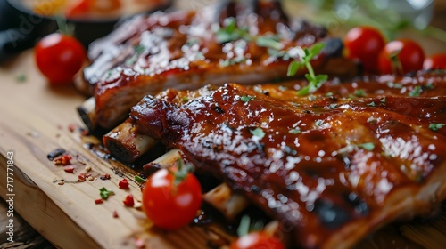 A plate of barbecue ribs, BBQ