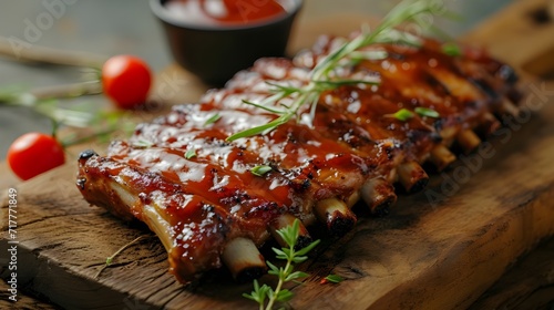 A plate of barbecue ribs, BBQ