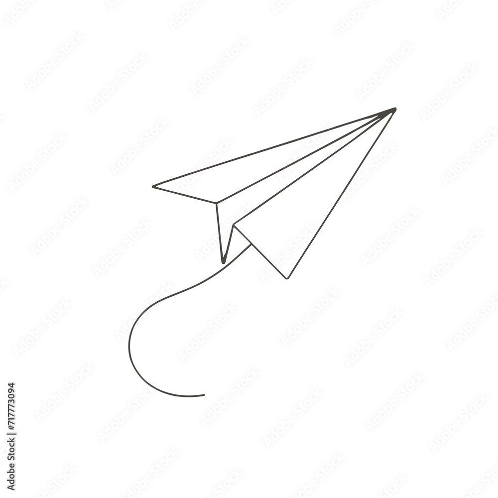 Continuous outline of a paper airplane in one line, simple vector sketch Continuous outline of a paper airplane in one line, simple vector sketch