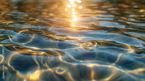 Fototapeta Naklejka Na Ścianę i Meble -  The gentle ripples of clear water, kissed by the warmth of the sun, summer's blissful tranquility.