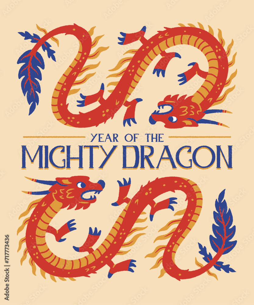 Fototapeta premium Year of The Mighty Dragon t-shirt