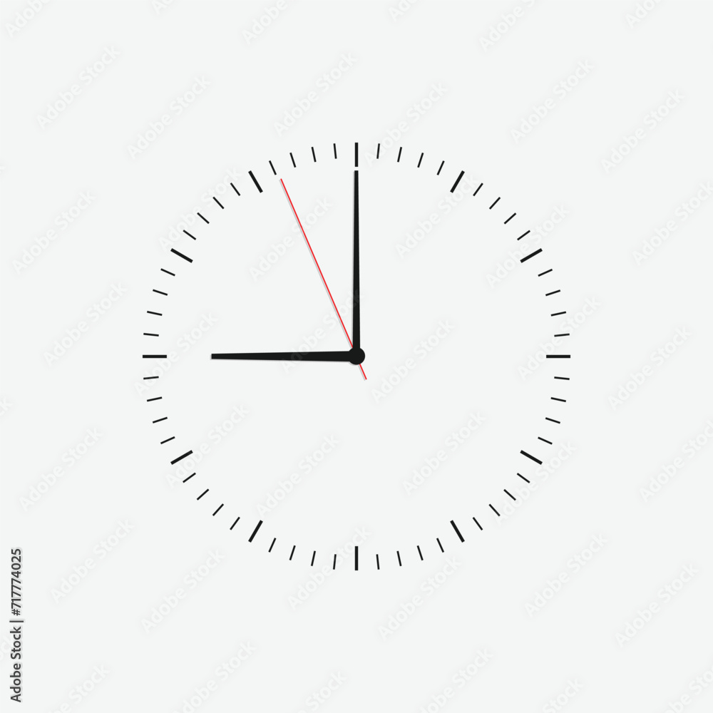 Wall clock vector icon. Classic black and white circle wall clock flat style symbol. Simple icon for graphic, web, ui ux, mobile design Wall clock vector icon. Classic black and white circle wall clock flat style symbol. Simple icon for graphic, web, ui ux, mobile design
