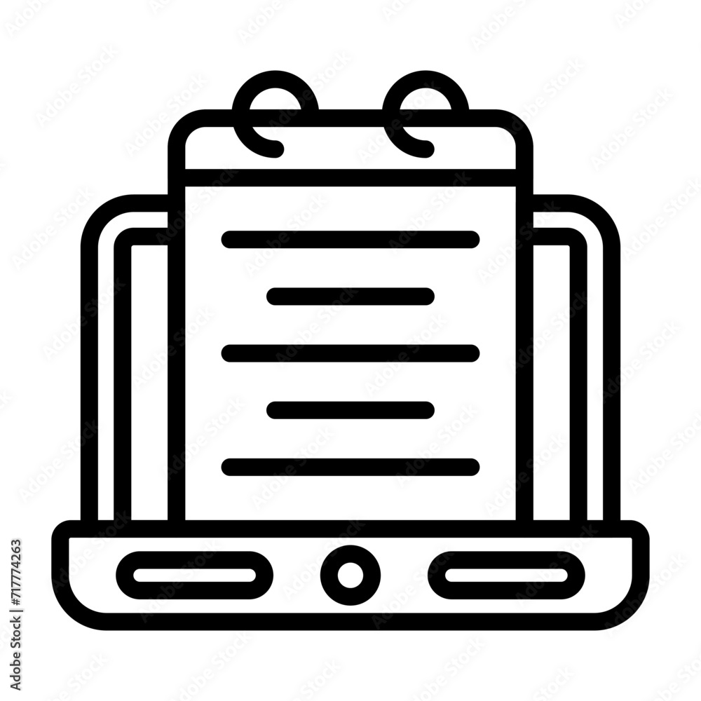 Laptop with notepad Vector Icon Laptop with notepad Vector Icon