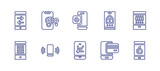 Smartphone line icon set. Editable stroke. Vector illustration. Containing smartphone, mobile payment, mobile game, mobile.